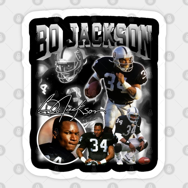 Bo Jackson Bo Knows Signature Vintage Legend Baseball Football Bootleg Rap Graphic Style Sticker by Koch Sean